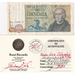 5000 LIRE COLOMBO II TIPO 10 NOVEMBRE 1977  qFDS